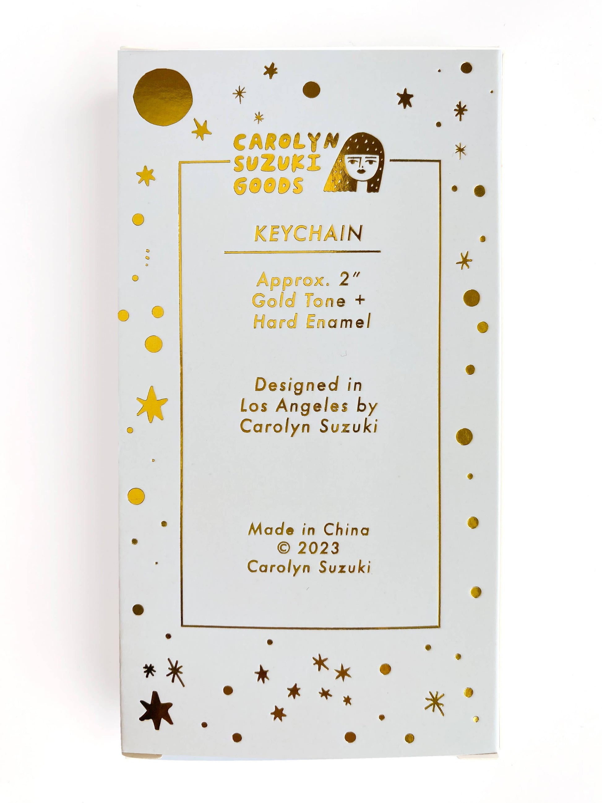 Back of boxed packaging of strawberry keychain 