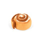 Cinnamon roll-shaped plush dog toy on a white background