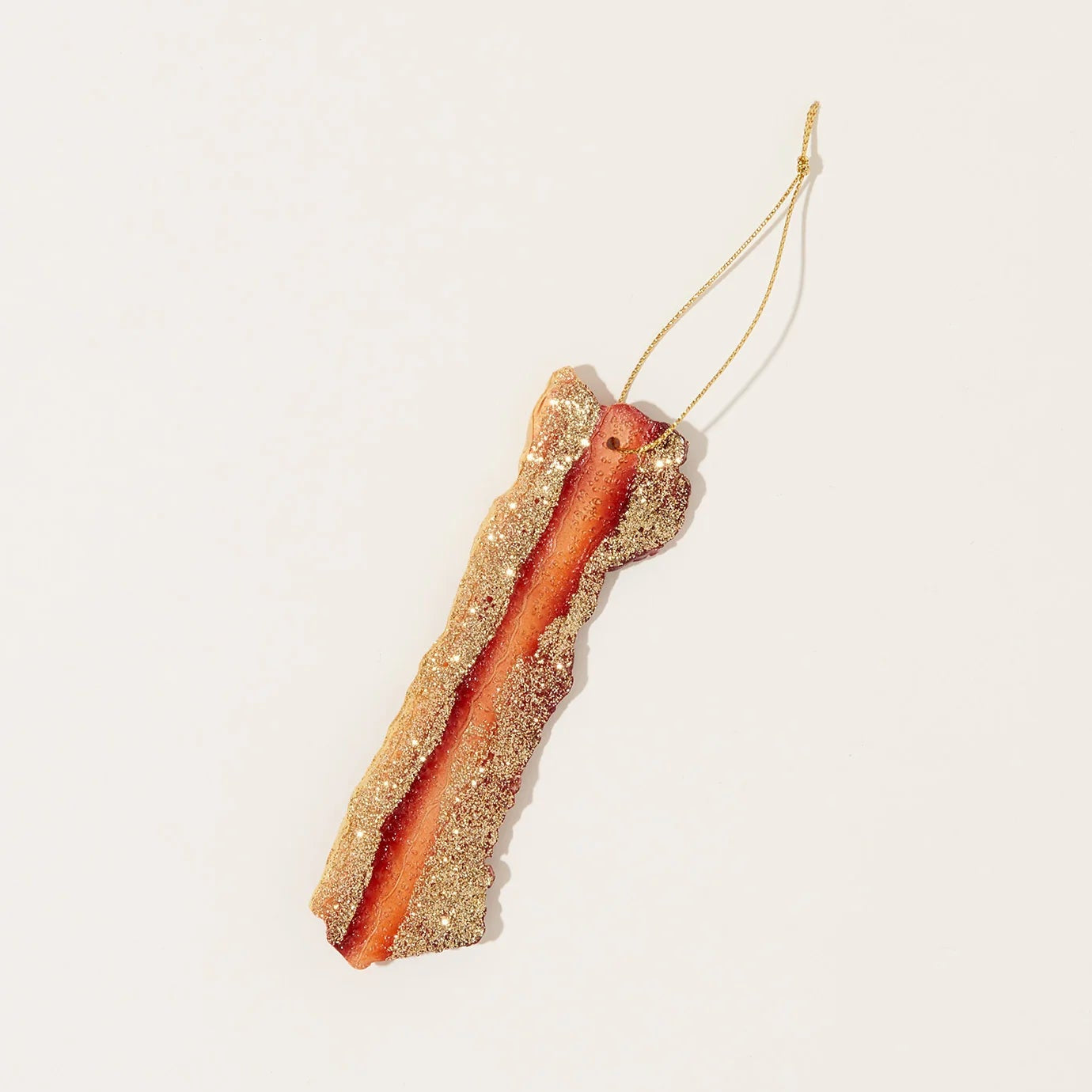 Decorative bacon ornament with gold glittered edges