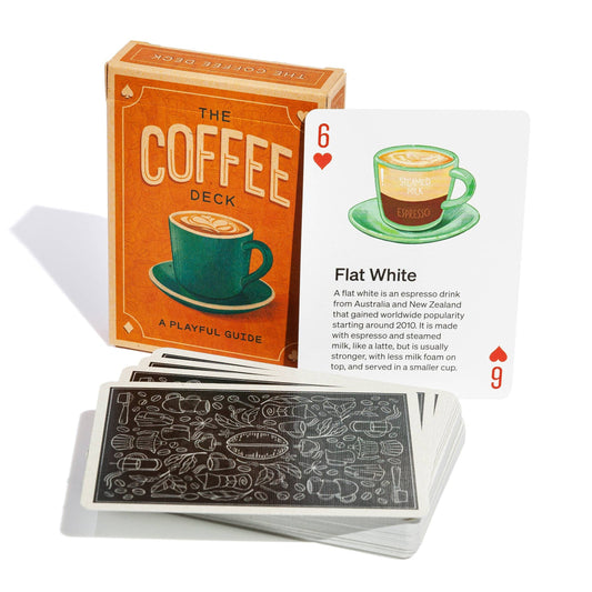 coffee themed deck of cards with various coffee topics on each card 