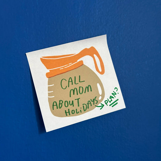 Sticky note pad with an old school diner coffee pot design on it 