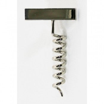 Side view -- Silver lapel pin shaped like a classic corkscrew.