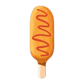 Corn dog-shaped bookmark with a wavy line of ketchup on a white background