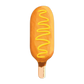 Illustration of a corn dog with mustard on a white background