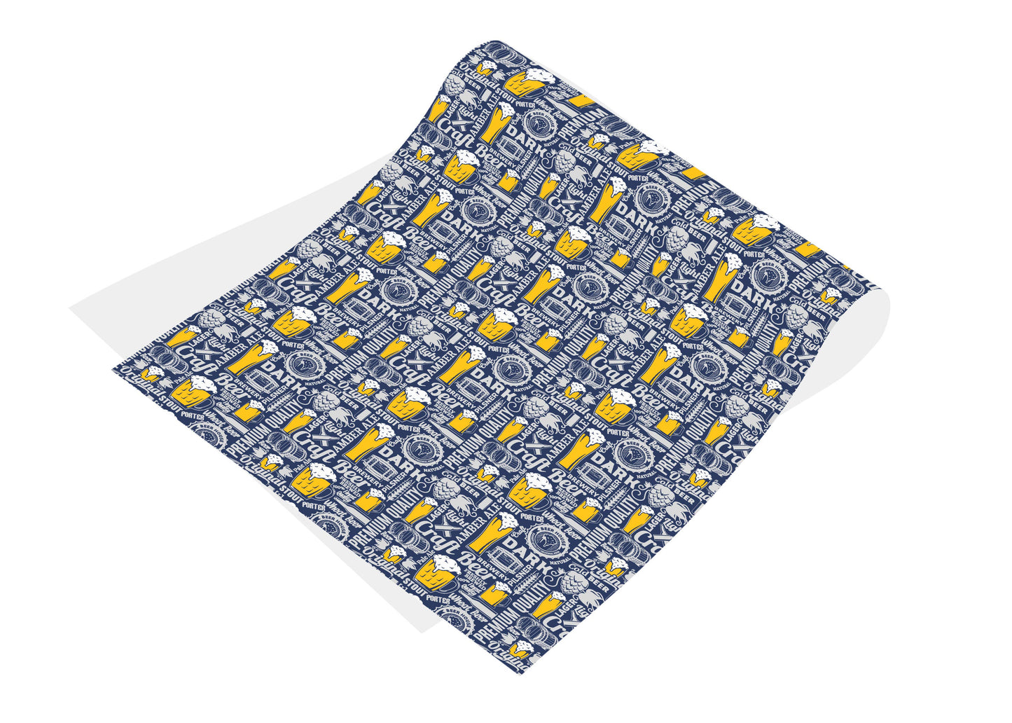 Sheet of craft beer themed wrapping paper 