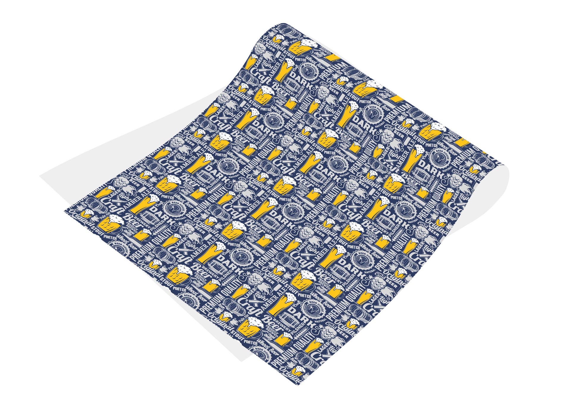 Sheet of craft beer themed wrapping paper 