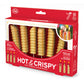 Red packaging of 'Hot & Crispy' party  french fry candles with images of candles and text.