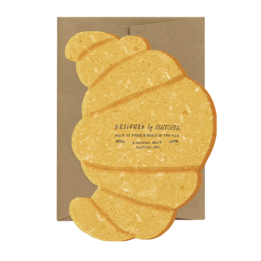 Back of die cut croissant blank greeting card