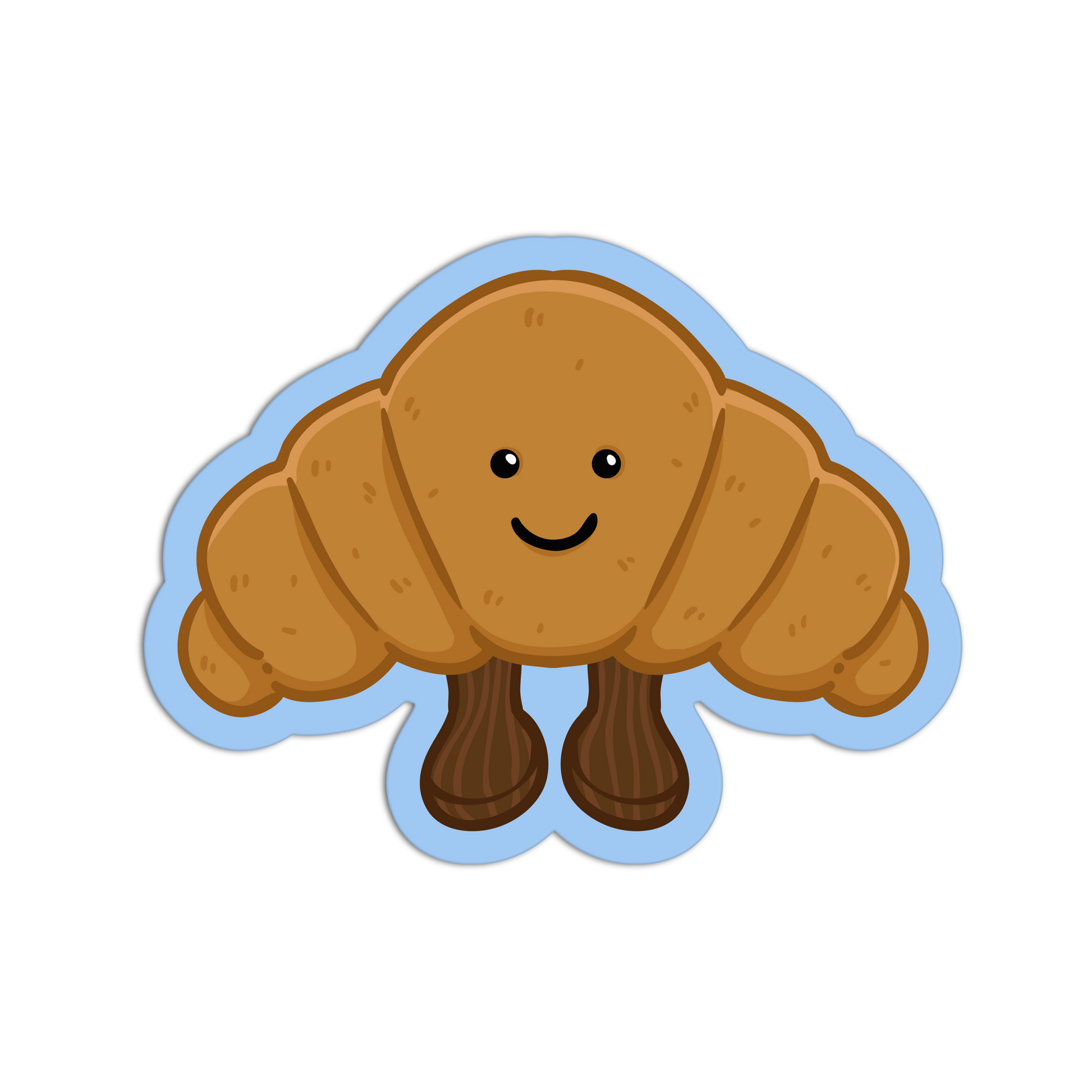 sticker that looks like a croissant stuffed animal and has a cute smiley face 