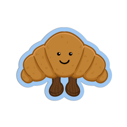 sticker that looks like a croissant stuffed animal and has a cute smiley face 