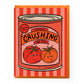 Card with a can of crushed tomatoes design and text 'Totally Crushing on You' on a red striped background
