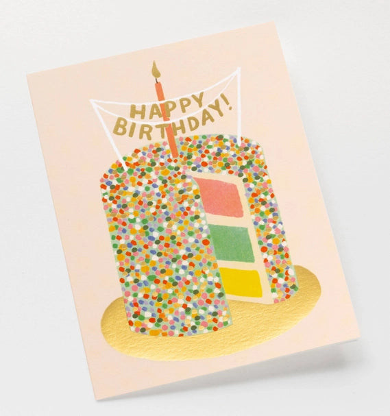 Close up photo of Layer Cake Birthday Card.