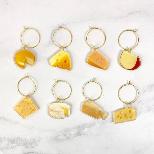 Cheese Wine Charms - Set of 8
