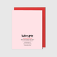 Pink card with red envelope on a light gray background