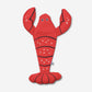 Red lobster-shaped pouch on a white background