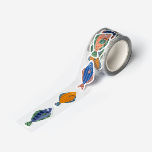 roll of fish stickers made of same material as washi tape 