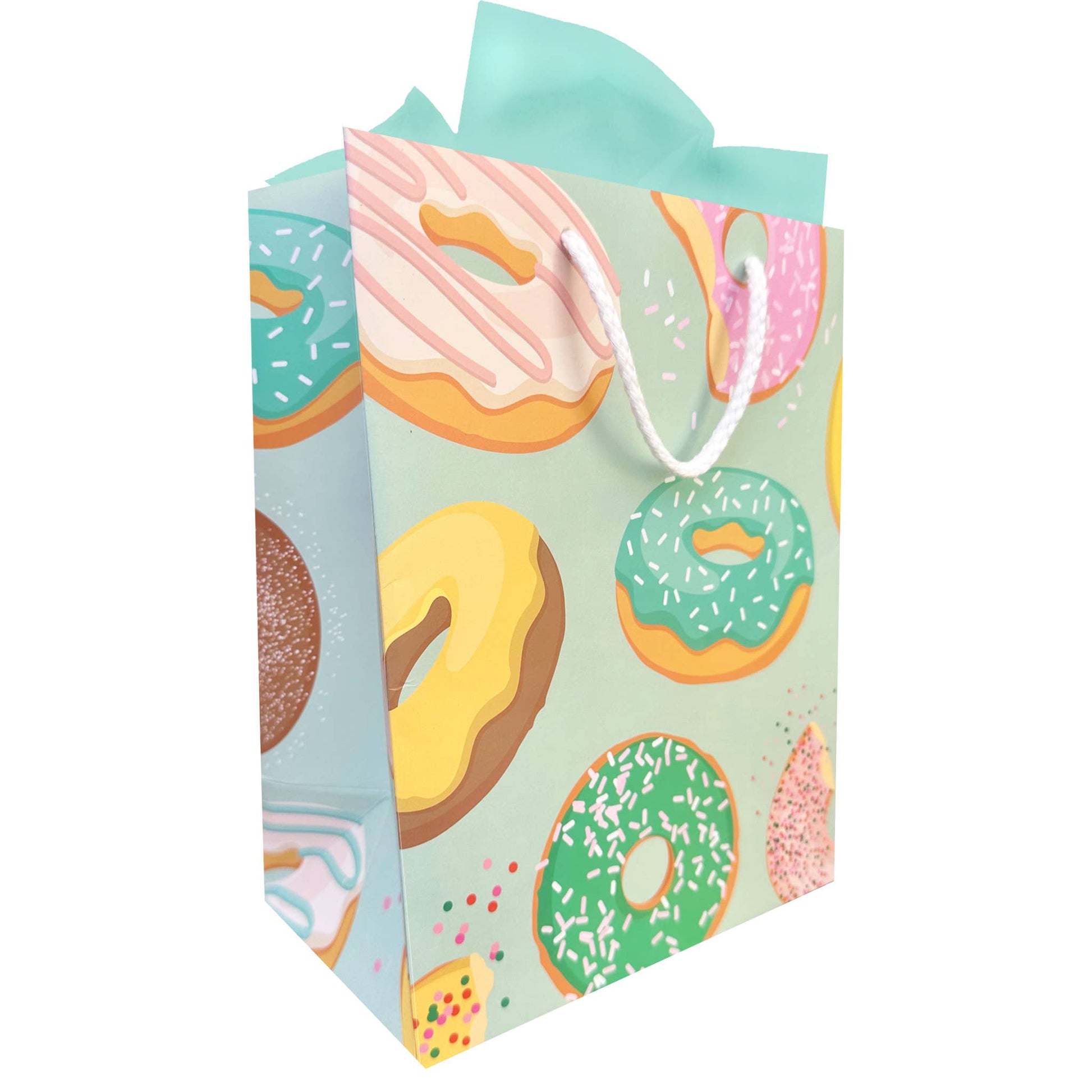 pastel colored donut themed gift bag 