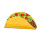 Illustration of a taco bookmark with lettuce, tomatoes, and cheese on a white background