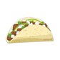 Illustration of a taco bookmark with ingredients on a white background