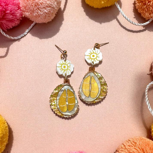 Acrylic durian dangle earrings 