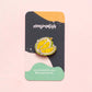 enamel pin of a durian fruit on card backing 