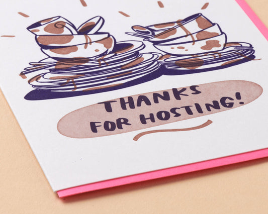 Close up view of host greeting card 