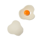 Two ceramic egg-shaped dishes on a white background