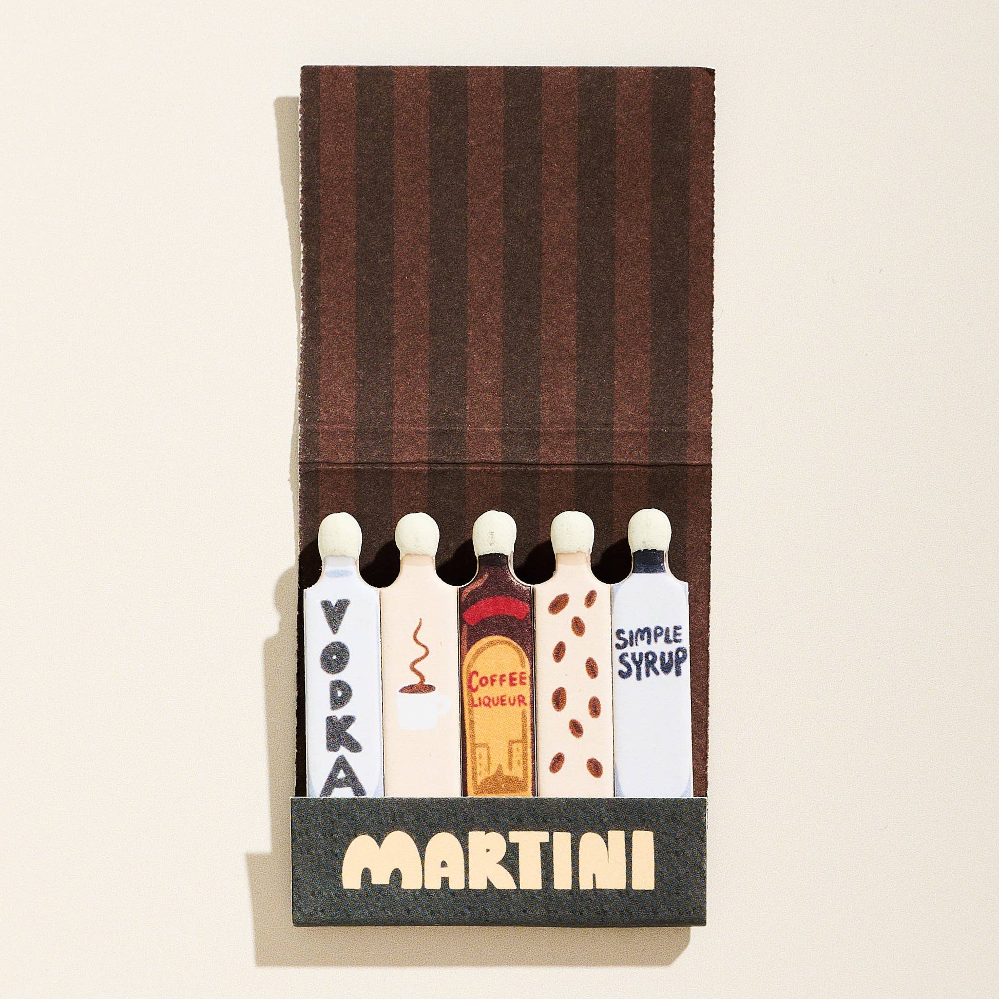 illustrated espresso martini themed matchbook 
