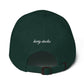 Green cap with 'kirty studio' embroidered on the back against a white background