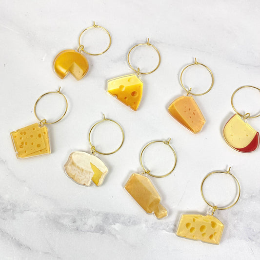 Cheese Wine Charms - Set of 8
