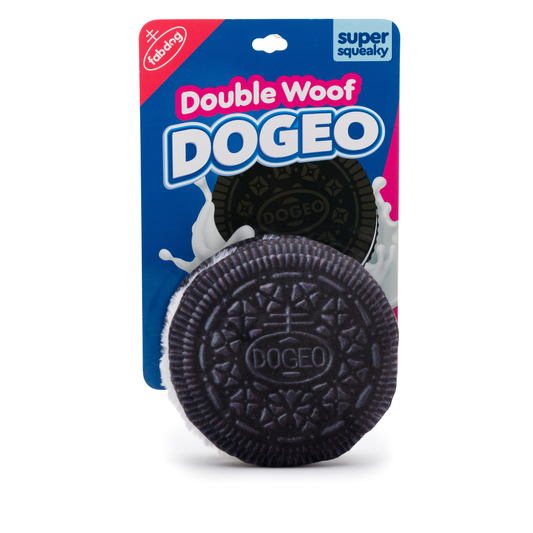 dog toy that looks like an oreo cookie in packaging 