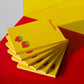 Above view image of 6 strawberry notepads stacked on top of each other 