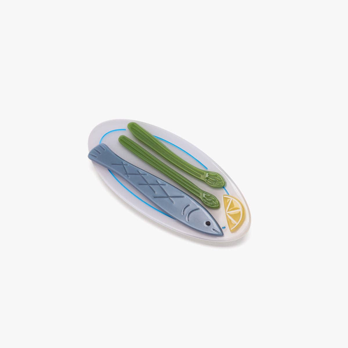 Acetate hair clip with fish design on a white background
