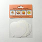 Packaging of the back of stickers with illustrations on an orange background
