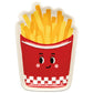 Cartoon-style illustration of a red basket with French fries and a smiling face on a white background.