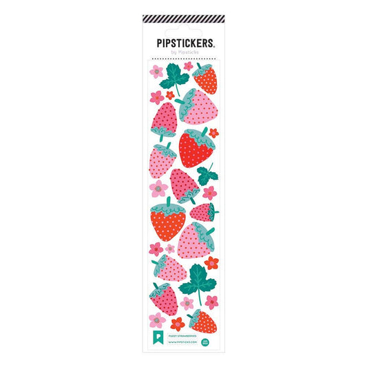 Pack of PipStickers with fuzzy strawberry designs on a white background