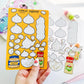 Sheet of garlic-themed stickers with a hand holding the sheet on a white background.
