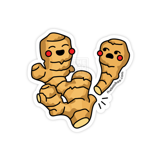 Cartoon ginger character with a surprised expression on a white background