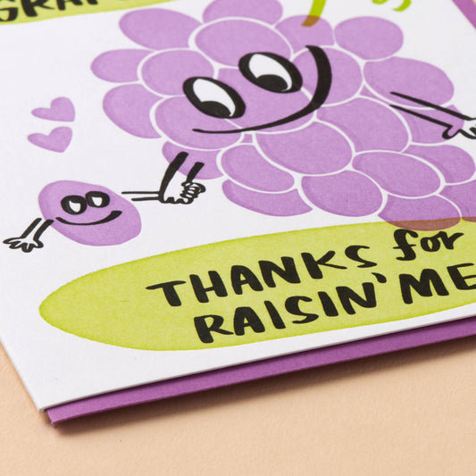 close up of grape themed mother's day card 