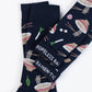 ramen noodle socks on a navy blue background 