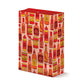 Gift bag with hot sauce bottle pattern on a white background