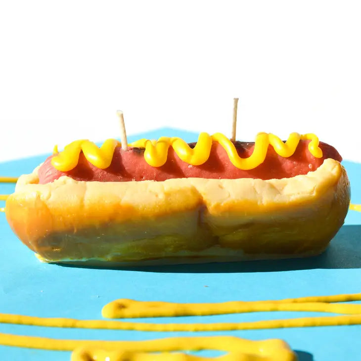 side view of hot dog candle