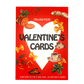 Valentine's card packaging with Italian food illustrations on a red background