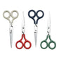 Photo of four stainless steel scissors on white background.