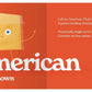 Animated American cheese illustration with text on an orange background, explaining a little history and characteristics about it