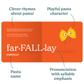 Inside page of book with graphic for farfalle pasta and it's pronunciation 'far-FALL-lay' with a cartoon bow tie pasta character on an orange background.