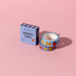 Washi tape with colorful lobster bake design on a pink background