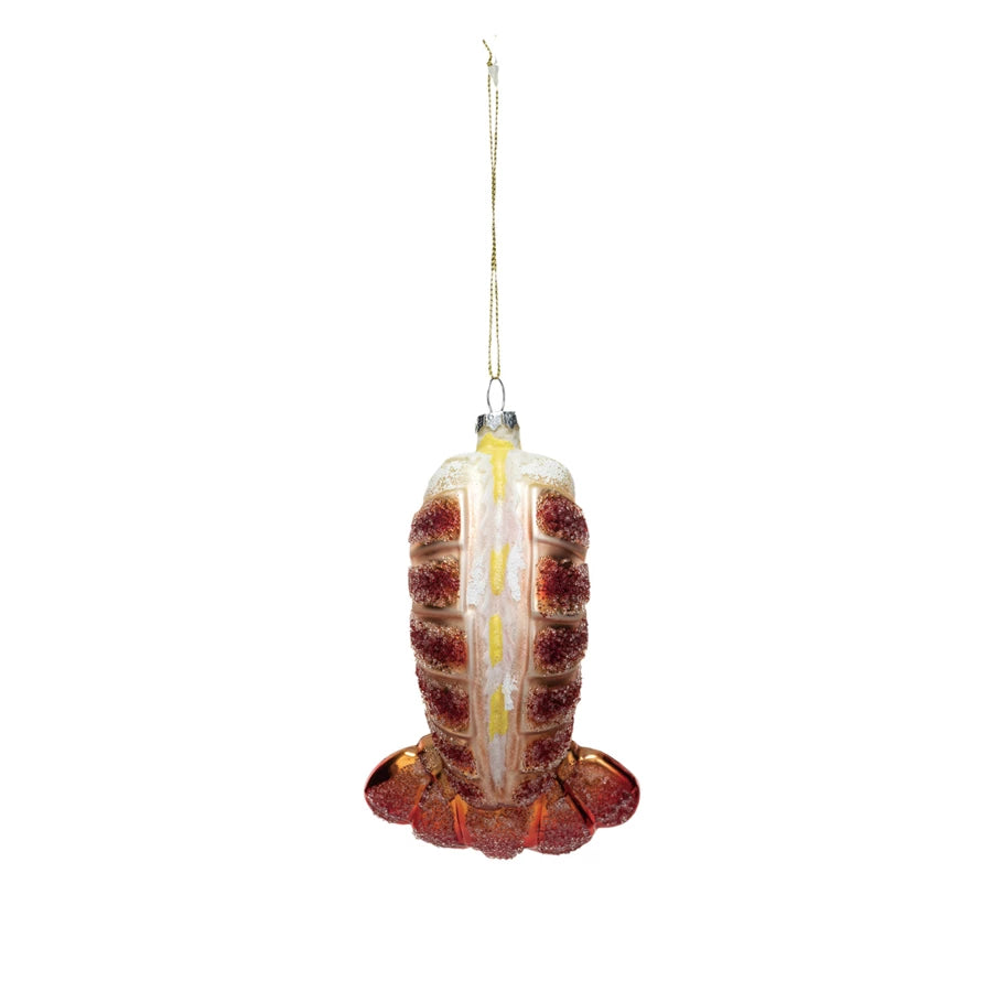 lobster tail with butter glass holiday ornament 