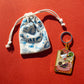 Charcuterie board keychain with printed canvas pouch 