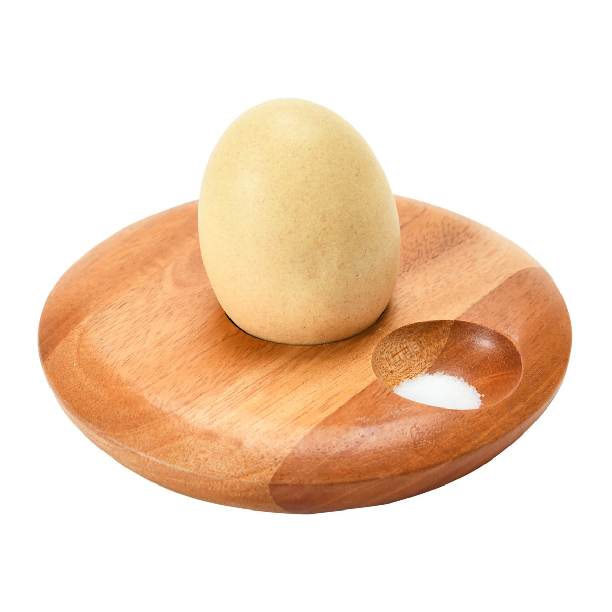 mahogany wood egg holder with salt indent